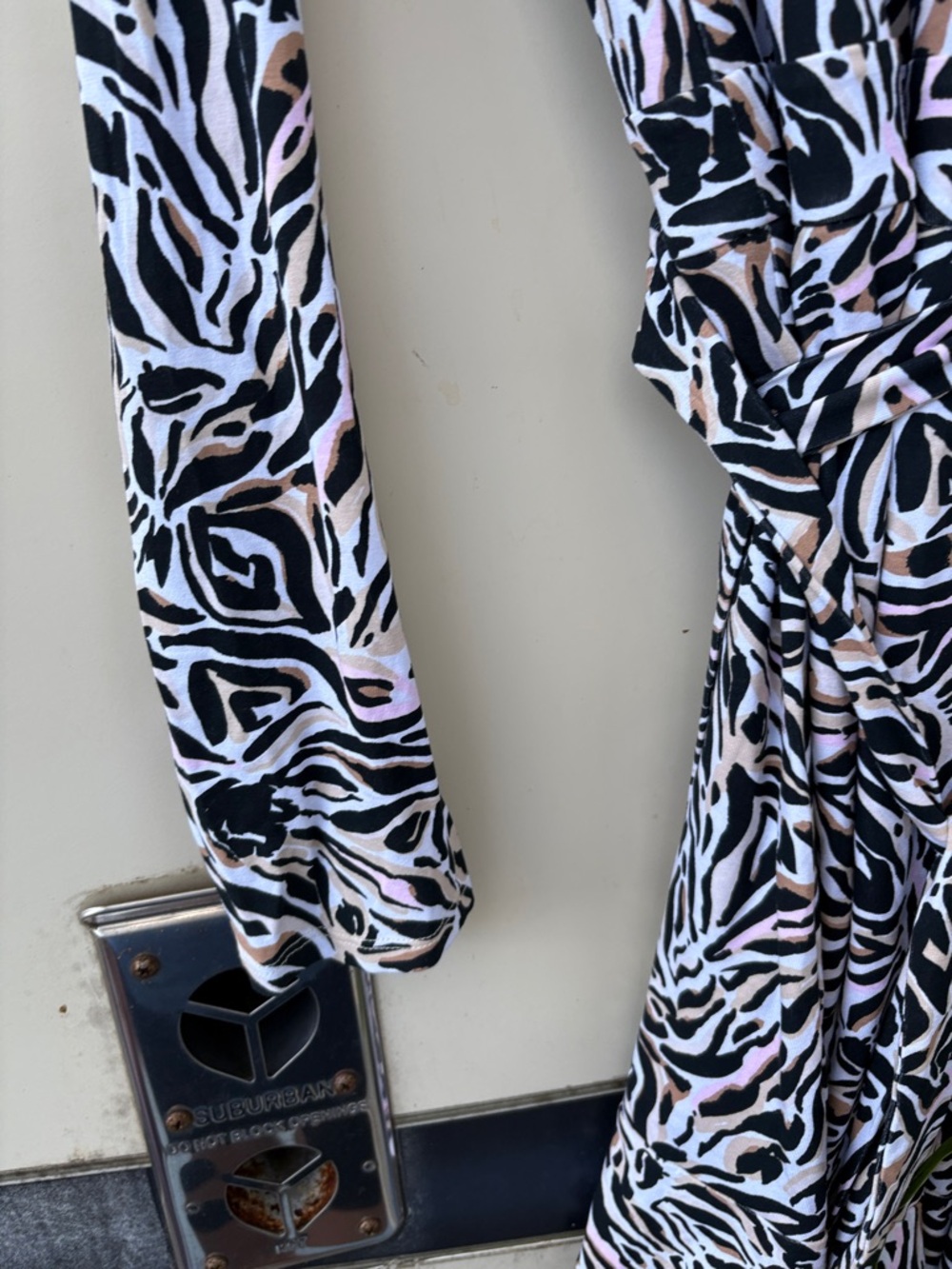 Lilly Pulitzer Black White Zebra-Print Long Sleeve Wrap Dress - Picture 6 of 9